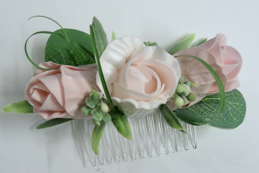 Blush Pink & Ice Pink Bridesmaid Hair Comb